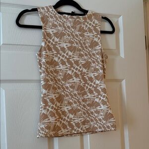 Express Tan and White Patterned Tank Top